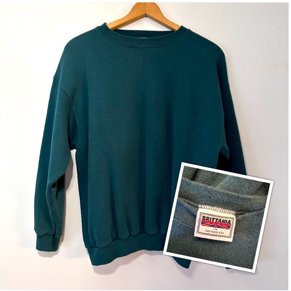 Vintage 90s Brittania Levi Strauss Green Crewneck Sweatshirt Large